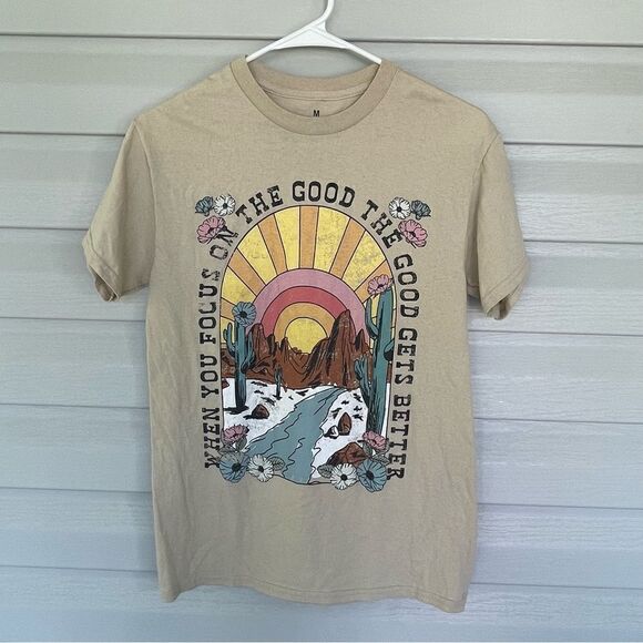 Goodie Two Sleeves Graphic Tee Size Medium – “The Good Gets Better” Desert Print - Picture 2 of 9